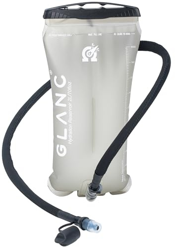 GLANC Hydration Bladder - 2L Water Bladder with Cleaning Kit for Outdoor Hiking Backpack, BPA Free Leakproof Water Reservoir for Hydration Pack, Insulated Hose & High Flow Bite Valve (Light Gray)