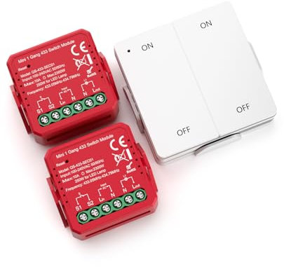 Kit de interruptor de iluminación inalámbrico, un transmisor de dos botones RF y dos controlador de receptor