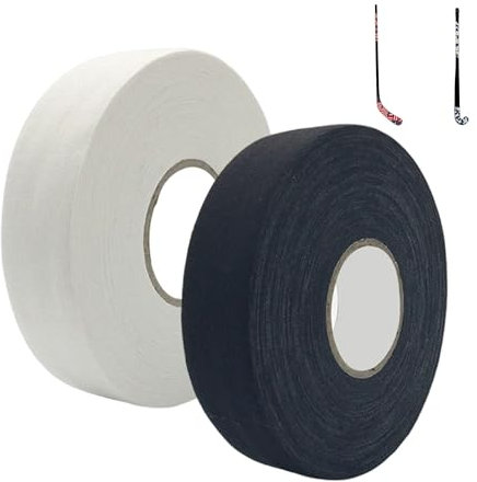 Urganvem Hockeyschlägerband, 2 Rollen Eishockey schläger Tape 2.5 cm * 25 m Hockey Tape, Rutsch Griffband Sportgriffband für Hockeyschläger Badmintongriff Golfschläger Tennisschläger(Schwarz&Weiß)
