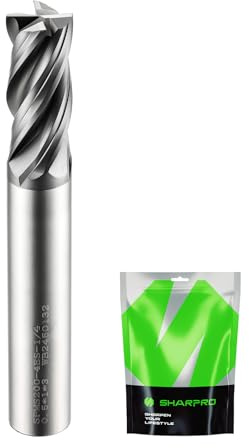 SHARPRO 1/4'' Shank Carbide End Mills, 4 Flute Square End Mill Bits