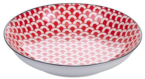 Lot de 6 assiettes creuses en grès, décor géométrique, Confusion