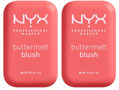 NYX Professional Makeup Buttermelt Blush Viso in Polvere Sfumabile Tenuta 12h con Burro di Mango Mandorle e Karité Tonalità Feeling Butta 5g - 2 Fard