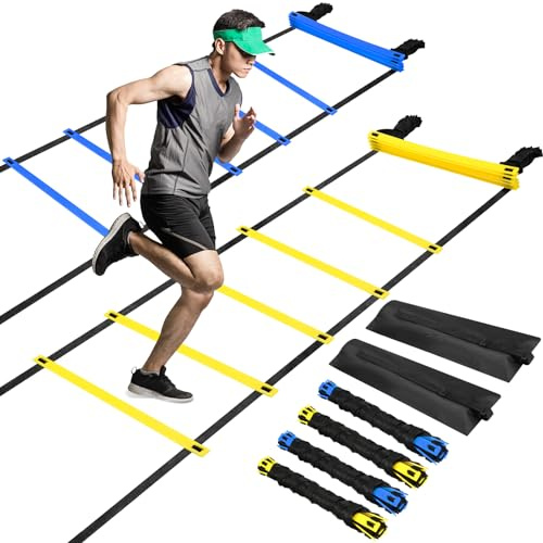 Sosation 4 Pack Agility Ladder 20 Feet Adjustable Rungs Speed Training Exercise Ladders with Carry Bag for Kids and Adults Soccer Football Boxing Footwork Sports Speed Agility Training
