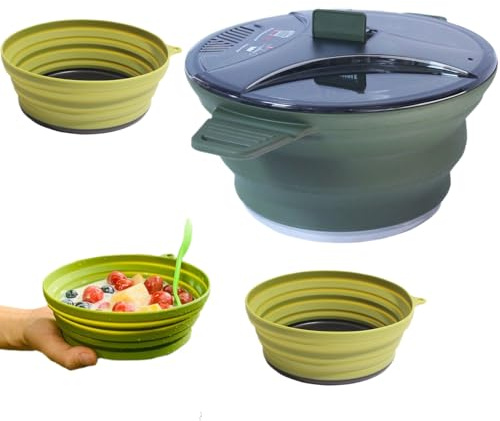 Set di padelle da campeggio - Pentola pieghevole, in acciaio inossidabile resistente al calore in silicone | Set di pentole per viaggi all'aperto, zaino in spalla, utensili da cucina, utensili,