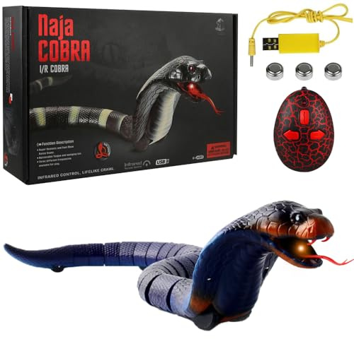 HIULLEN Ferngesteuerte Schlange, RC Ferngesteuert Kobra Schlange 39cm, Schlange Spielzeug Elektrisch, Ferngesteuertes Schlangenspielzeug, Remote Snake mit Schwingendem Schwanz für Streich(Blau)