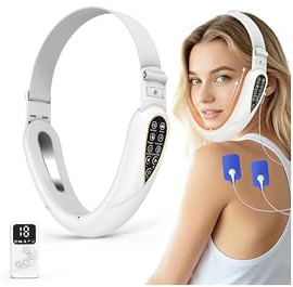 Massaggiatore elettrico V-Face Shaping, dispositivo EMS Facelifting, 5 modalità, 5 livelli di intensità, lampada a luce blu e rossa, massaggiatore viso a forma di V, riduttore doppio mento con