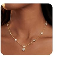 FIOROYAL Halsband damer kedja guld silver damer 14K förgylld kubisk zirkonia hjärta/klöverblad halsband för kvinnor inte missfärgande personliga smycken gåvor bröllop bollar brudar