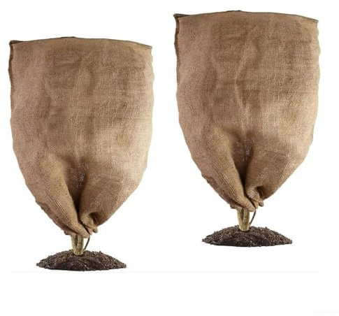 2-pack Frostskyddsöverdrag I Jute För Vintern, Återanvändbara Trädgårdspåsar För Utomhusträd, Buskar Och Krukväxter(60 * 80cm)