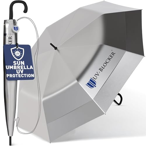UV-Blocker Sun Umbrella UV Protection Fashion Umbrella - Large Sun Blocking - Windproof - Auto Open - Vented Double Canopy - UPF 55+ - Blocks 99% of UVA UVB Rays - 48