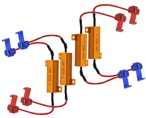NATGIC 4pcs 50W 8ohm Resistori di Carico a Lampadina a LED Resistenza di Carico del Faro Antinebbia Decoder LED Indicatori di Direzione Resistor (Sistemano Iper Lampeggiamento, Cancellano Le Allerte)