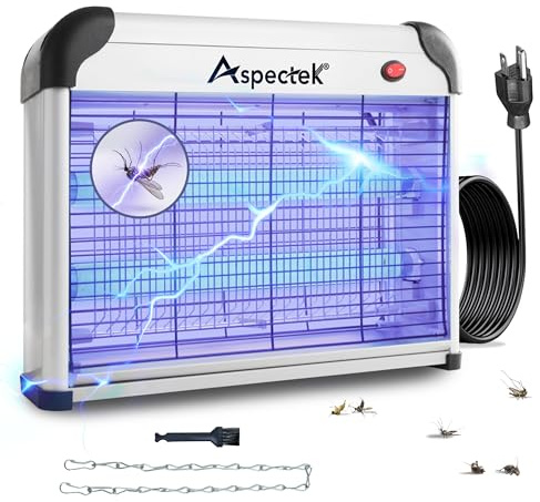 Aspectek 20W Electric Indoor Bug Zapper, Mosquito, Moth, Wasp, Insect Killer, Fly Zapper, Bug Lamp Light for Home, Restaurant, Office Use with Protection Mesh Film. Efficient & Effective