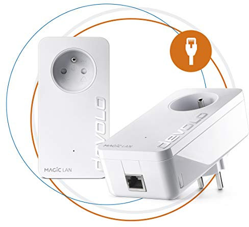 Devolo Magic 2 LAN Starter Kit: 2 adaptadores, Enchufe Gigogne (2400 Mbit/s, 1 Puerto Gigabit Ethernet), Ideal para teletrabajo, Juegos, transmisión, Enchufe francés