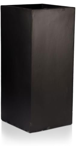 IDEALIST 70cm Tall Planter | Black Reinforced Stone Large Plant Pot | Garden Planters with Drainage Holes L33.5 W33.5 H70.5 cm, 51 litres