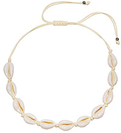 TKUAMIGO Shell Choker Necklace for Women Adjustable Natural Seashell Necklace Handmade Cowrie Shell Clavicle Necklace Beach Boho Jewelry