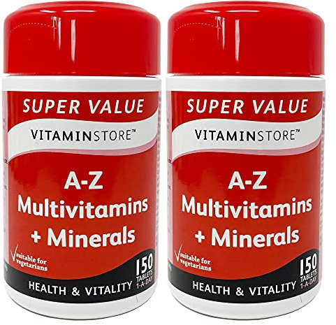 Vitamin Store A-Z Multivitamins & Minerals Food Supplement, 150 Tablets per Tub, Pack of 2 Tubs, 10 Months Supply
