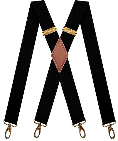 MENDENG MenBlack Suspenders for Heavy Duty Swivel Hooks X-Back Adjustable Brace