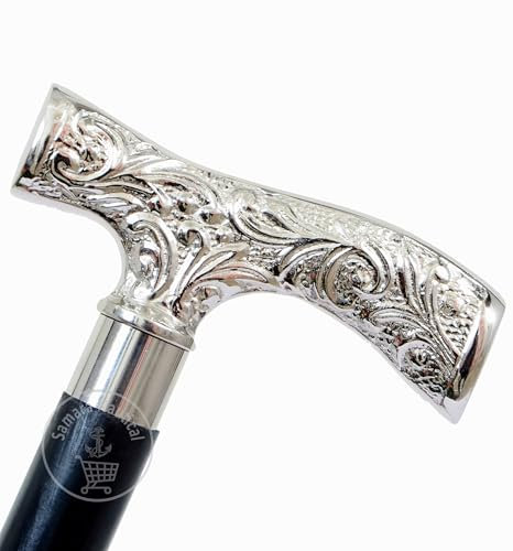 Samara Nautical Deluxe-Gehstock aus antikem Messing, schöner Messinggriff mit silberfarbenem Griff, für Damen und Herren