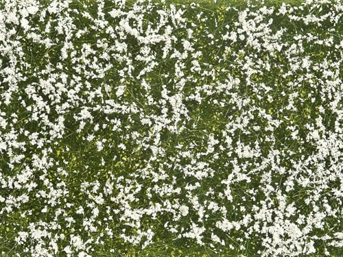 Noch Film Couvre-Sol Blanc pour modélisme et Prairie - 12 x 18 cm - pour écartement de Voie H0, TT, N, Z - Idéal pour Les paysages Miniatures