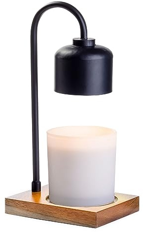 Candle Warmers Etc. Black & Wood Arched Lamp – for Top-Down Warming & Flame-Free Fragrance