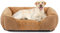FURTIME Hundebett Mittelgroße Hunde, Hundebett Waschbar, Hundekorb Hundebetten Flauschig, rutschfeste & Anti Stress, erhöhte Ränder, Hundebett L für Mittelgroße und Kleine Hunde, 76x61x23cm Braun