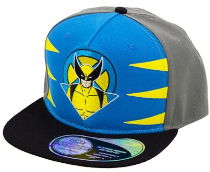 Marvel X-Men Baseball Hat, Wolverine Adjustable Flat Brim Snapback Hat, Blue, One size