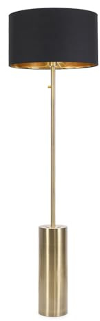 ValueLights | Antique Brass Single Stem Rotary Dimmer Switch Floor Lamp with Black/Gold Shade | Floor Lamps & Torchieres, Home Décor & Improvement Essential | Includes Bulb