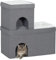 PawHut Katzenhöhle Katzenhütte, Katzenhaus mit 3 Ebenen, Katzenbett mit Kissen, Hundehaus für Katzen bis 5 kg, 74 x 37,5 x 78,5 cm, Grau