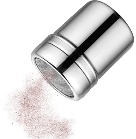 Spargitore in polvere in acciaio da 7 cm, per cappuccino, caffè e cacao, con coperchio a maglia fine, per cottura