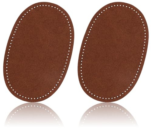 2pcs Elbow Patches for Sweaters, Oval Elbow Knee Patches for Clothes Artificial Leather Sew-On Fabric Elbow Iron Patches Repair Patches for Sweaters Jackets Down Jackets Pants (Brown)