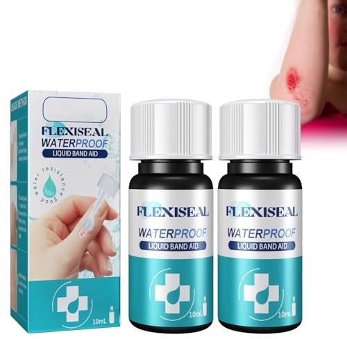 Colla Liquida per Bendaggi – Bendaggio Liquido e Gel Curativo per Asciugatura Rapida Delle Ferite, Bendaggi Impermeabili per Tagli E Graffi, Formula Avanzata per Sbiancamento Della Pelle, 2 Pz.