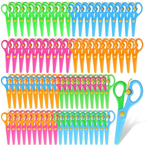 Lanties 80 Pcs Plastic Scissors for Toddler Bulk Anti Pinch Safety Scissors for Kids Preschool Practice Training Back to School Classroom Children Food Paper Scrapbook Art Craft Supplies, 8 Colors