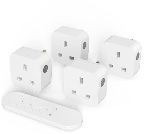 SURNICE Remote Control Plug Socket, Wireless Light Switch, 4 Pack Sockets and 1 Remote