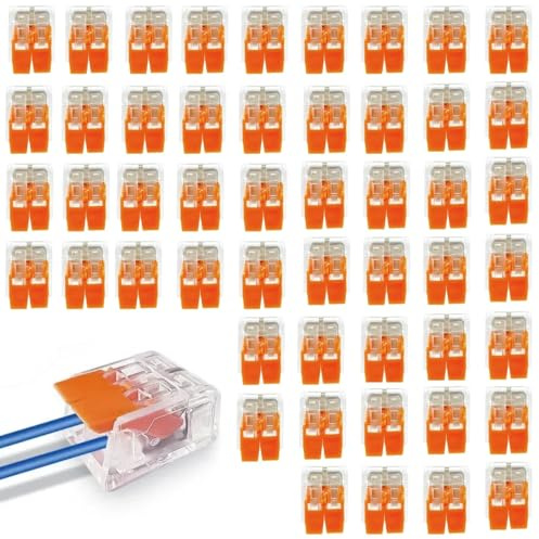 Mammut per Cavi Elettrici 2 Port, 50 Pezzi Morsetti Elettrici Rapidi 4 mm², Connettori Elettrici Rapidi, Morsetto di Collegamento