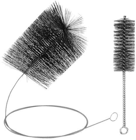 2 Stück Ofenrohrbürste, 150mm Kaminbürste, Schornsteinbesen mit Schubstange und Stahldraht, Schornsteinfeger Bürste für Schornstein Kamin Ofenrohr Rauchrohr Reinigung