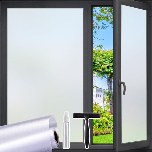 Lifetree Fensterfolie Blickdicht Milchglasfolie mit Statischer Haftung, 75 x 200cm, Blickschutz Sichtschutzfolie Ohne Kleber, Folie Fenster UV-Schutz und Sichtschutz Matt für Zuhause Büro