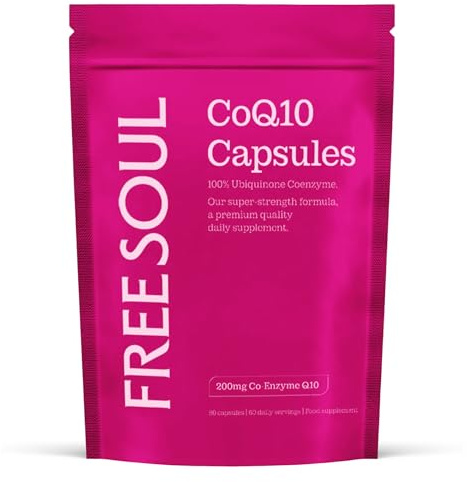 Free Soul CoQ10 Capsules 200mg | High Strength Ubiquinone CoQ10 Supplement | 100% Naturally fermented | Vegan | Ubiquinone Coenzyme Q10 | 60 Capsules