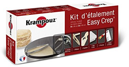 KRAMPOUZ - Kit di spalmatura EASY CREP’ per crepiera di diametro 35 cm - Utensile spalmatore in acciaio inox - Per crêpe grandi, sottili e rotonde - Accessori in dotazione - Rif. AKE83