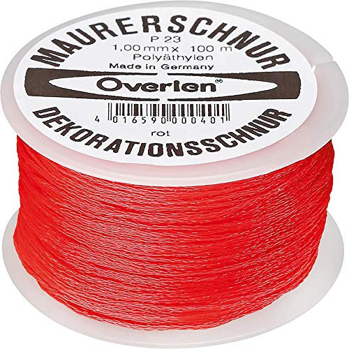 Overmann 002301000301000AA Maurerschnur 1 mm x 100 m aus Polyethylen, Rot