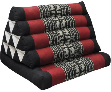 Wilai Kapok Thaikissen, Dreieckskissen mit Einer Auflage - schwarz/rot Elefant