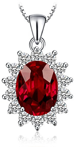 JewelryPalace 2.5ct Collana Donna Kate Middleton Argento 925 con Naturale Granato Rosso, Princess Diana William Collana Ciondolo Pietra Ovale con Catena 45cm, Collane Pendenti Set Gioielli Donna