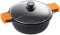 BRA Efficient Cacerola alta con tapa de cristal y asas de silicona extraíbles, 28 cm, apta para todo tipo de cocinas incluida inducción y horno, Color Negro