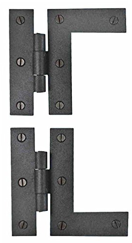 Renovators Supply Manufacturing Cabinet Hinges 3.5 in. HL Hinge Pair Left and Right Black Wrought Iron Kitchen Cabinet Hinge with Hardware