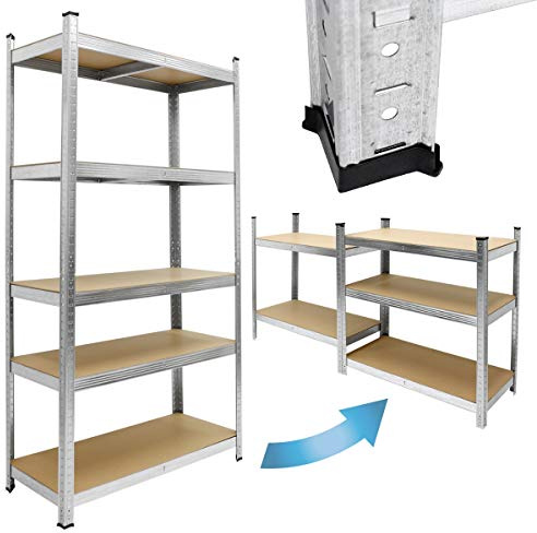 ECD Germany Scaffale Officina Carichi Oggetti Pesanti Lavoro Garage Magazzino Scantinato - 200x100x50 cm - Portata fino a 750 kg - Scaffalatura 5 Ripiani Metallo Senza Bullone Pannelli in MDF Robusto
