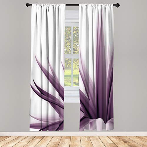 ABAKUHAUS Fleur Ensemble de 2 Panneaux de Rideaux, Ombre Changement de Couleur Style Feuilles colorées Eau Imprimer Calmant Détails Image, Traitement de Fenêtre Léger, 150 cm x 245 cm, Aubergine