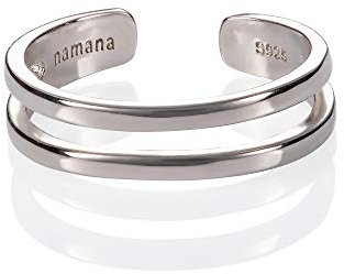 namana 925 Sterling Silber Zehenring für Frauen, Verstellbare Silberringe, Doppelband Ringe, Midi Ringe oder Pinky Ringe für Damen, Niedliche kleine Ringe in Sterling Silber