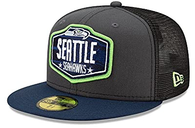 New Era 59Fifty NFL Draft21 Seahawks KepsEra Herrar - fitted cap basebollkeps flat brim hatt Sluten på baksidan, med skärm Sommar-Vinter Vår Sommar Höst Vinter - 7 1/8 (56,8 cm) antracit