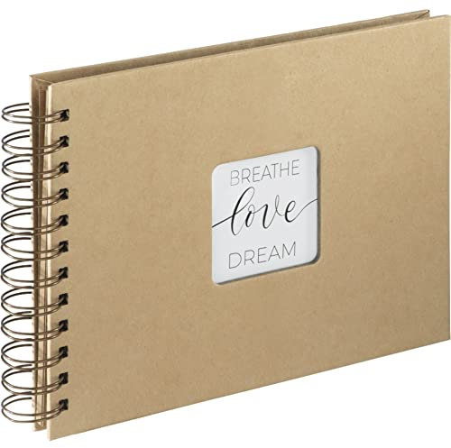 Hama Album photo à spirale Craft (Album souvenirs mariage, anniversaire, baptême, 24x17 cm, 40 pages en papier Kraft chic à personnaliser et à coller, jusqu'à 40 photos de 10 x 15 cm) Marron