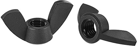 sourcing map M8 Ala Tuercas Nylon Mariposa Tuerca Mano Giro Apretar Sujetadores Negro 12 Piezas