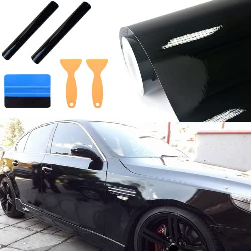 bangminda Schwarz Matt oder Glanz Autofolie 30x300 cm Vinyl Schutzfolie für Auto und Motorrad