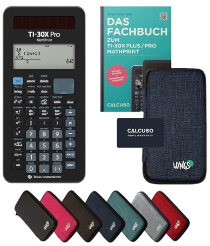 TI-30X Pro MathPrint Incl. Funda Protectora Azul y Libro especializado (132 páginas, DIN A5) – Calculadora científica – Smart Set (Alemán)